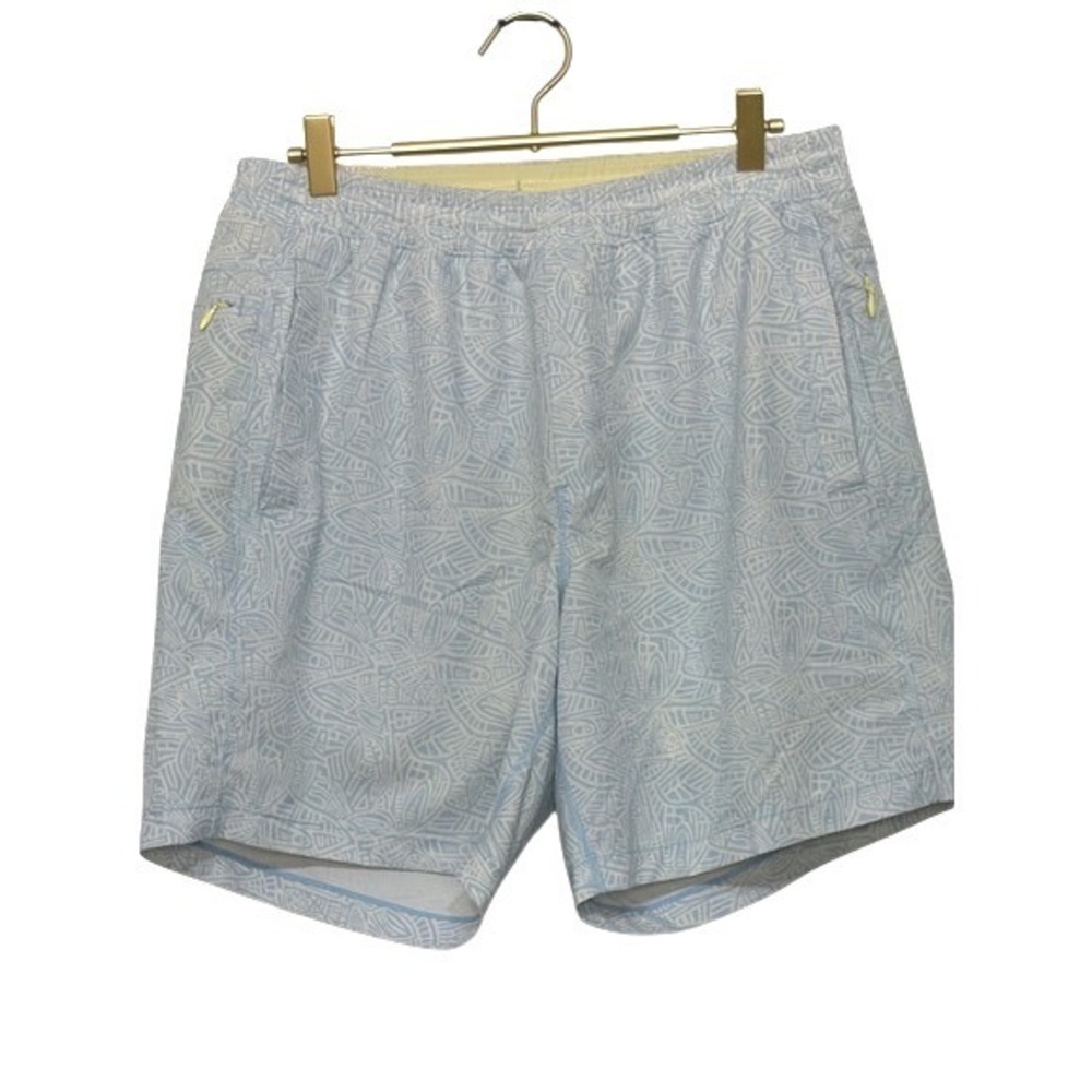 Bird Dogs Mens  Shorts Size‎ L Light Blue Geometric Pattern Athletic Lined